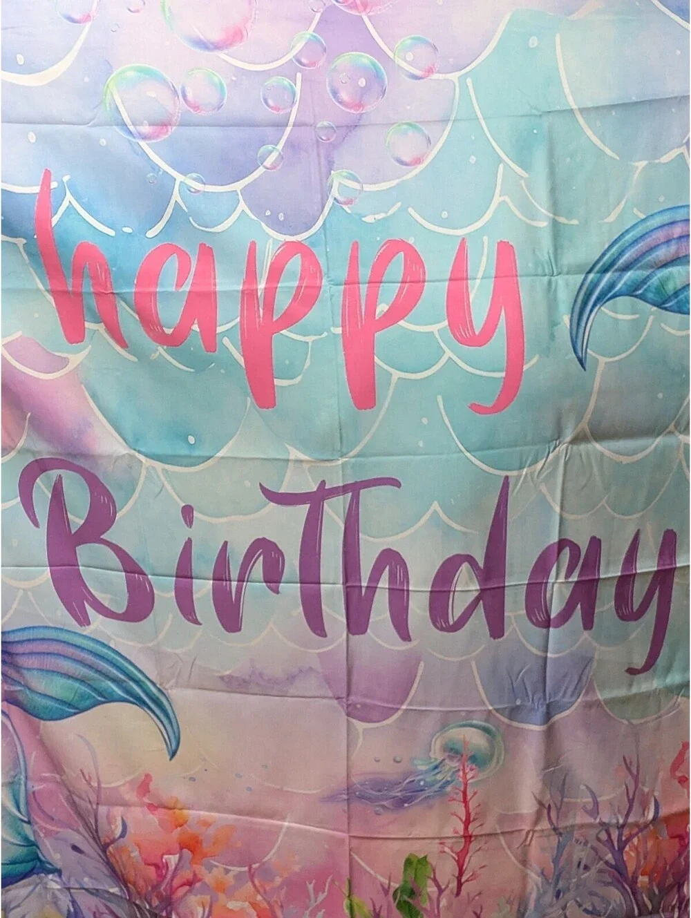 Mermaid Happy Birthday Backdrop 7x5 Ft Under The Sea Ocean Photo Booth